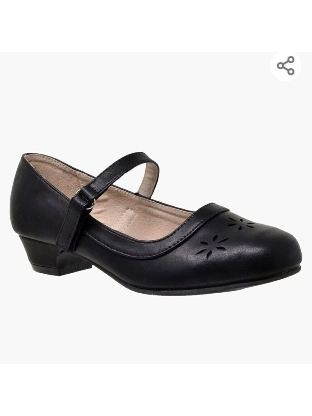 NWOT SOBEY Kids Dress Shoes Mary Jane Girls Low Heel Closed Toe Flowers Cut Out - Picture 6 of 14